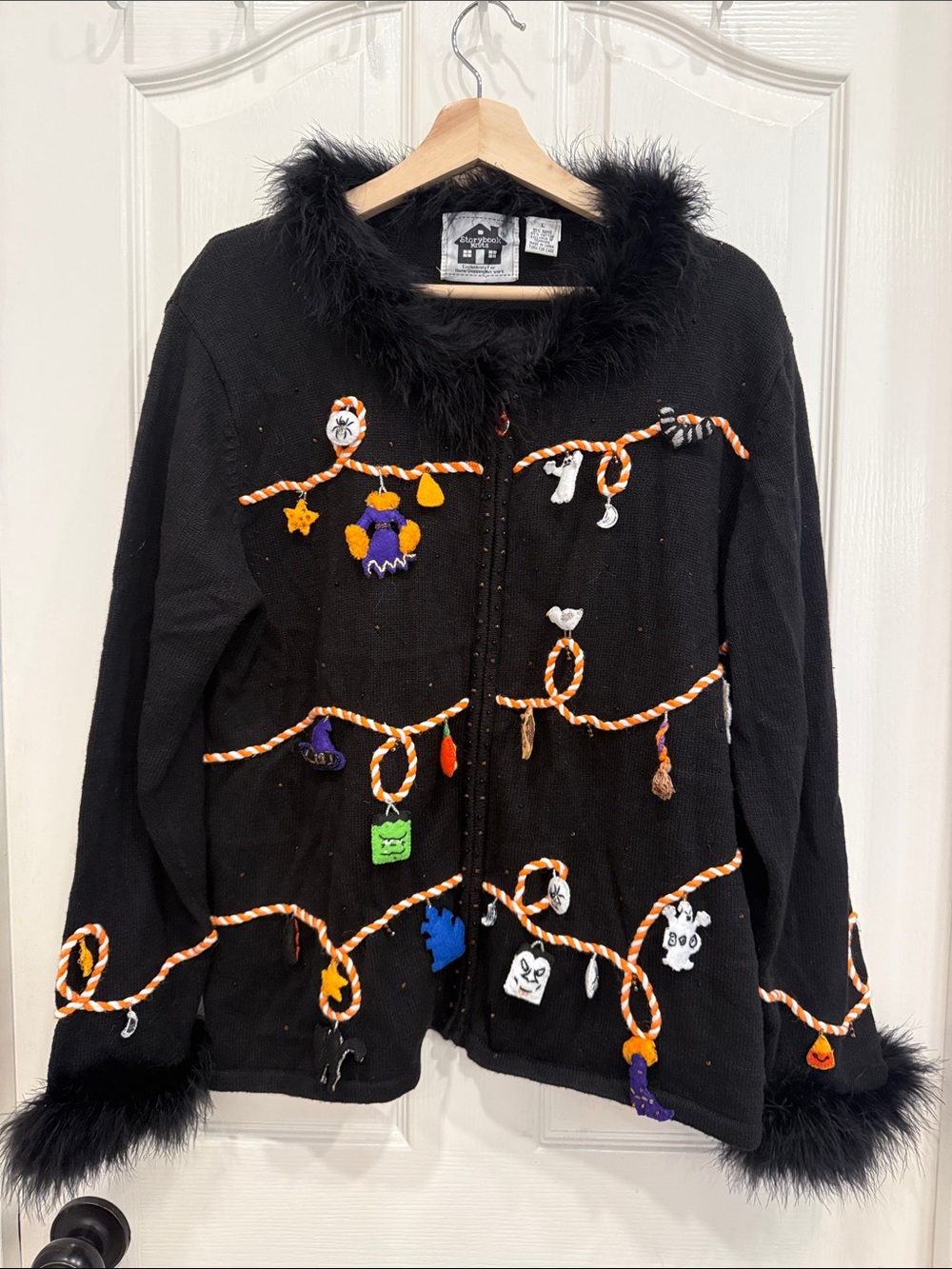 Storybook knits costume line faux fur cardigan